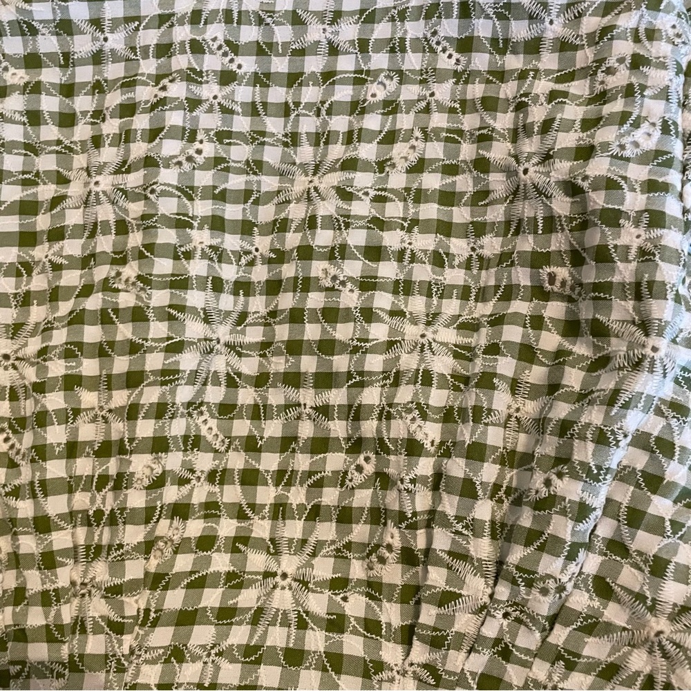 Tuckernuck Embroidered Floral Green Gingham Mini Delaney Dress - Picture 3 of 3